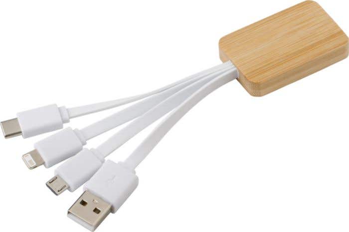 Oplaadkabel Brandan | Bamboe | 3-in-1