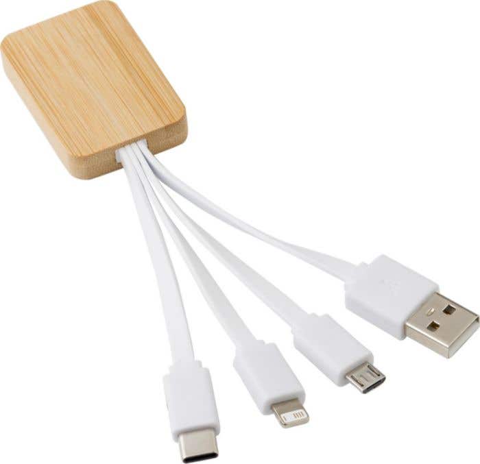 Oplaadkabel Brandan | Bamboe | 3-in-1