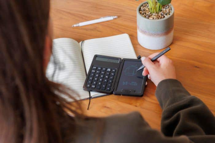 Rekenmachine Notex | Gerecycled | Met LCD-schrijftablet en styluspen