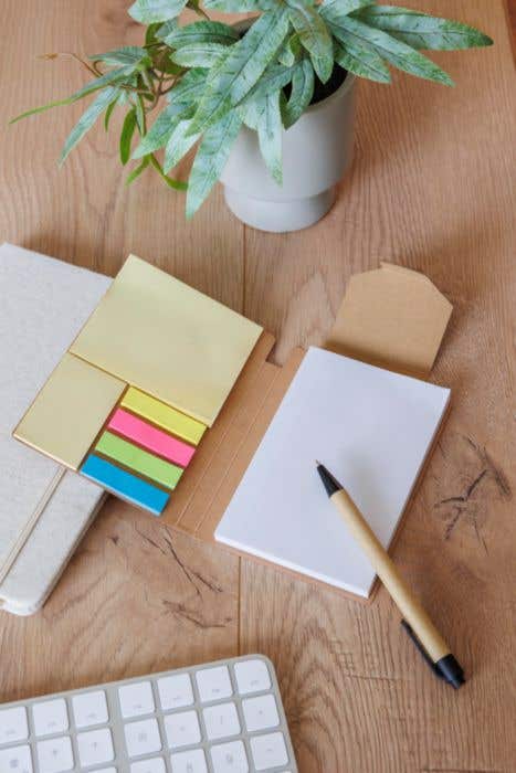 Notitieboek Quillo | A6 | Gerecycled | 70 pagina’s | Blanco | Sticky notes
