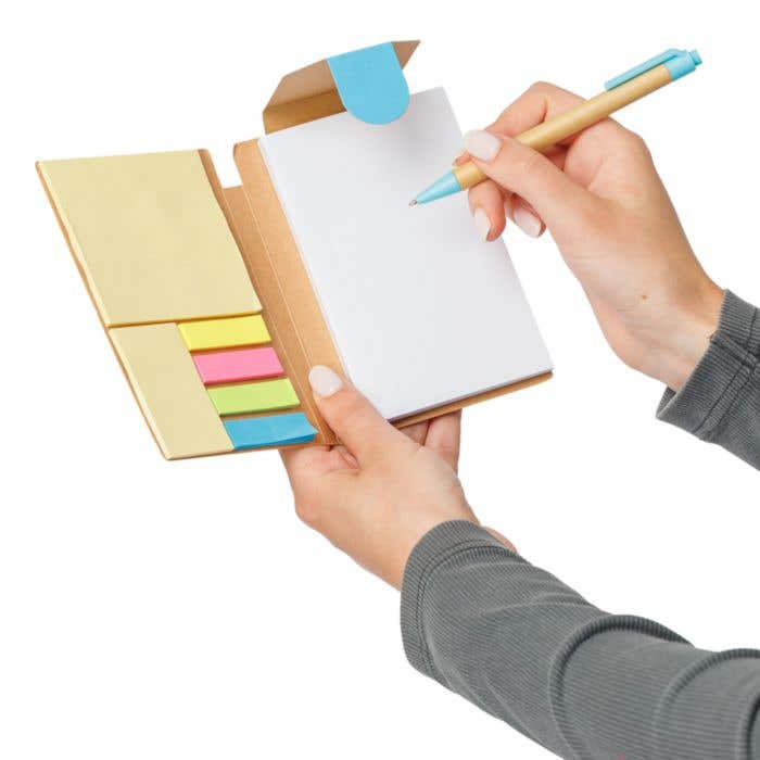 Notitieboek Quillo | A6 | Gerecycled | 70 pagina’s | Blanco | Sticky notes