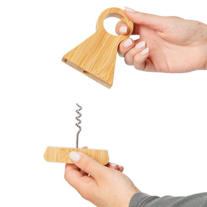 Wijnfleshouder Vincio | FSC® bamboe | Met kurkentrekker