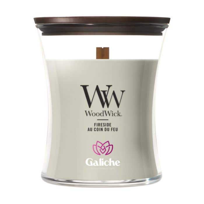 WoodWick geurkaars Fireside | Medium | 60 branduren | Houten lont