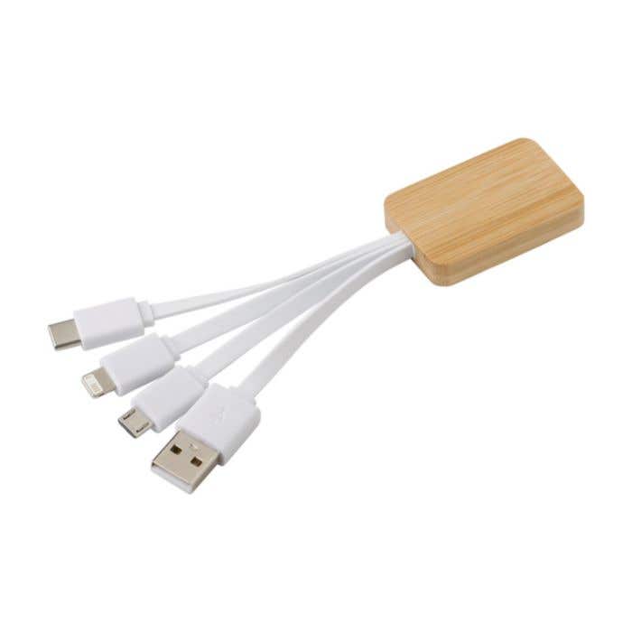 Oplaadkabel Brandan | Bamboe | 3-in-1