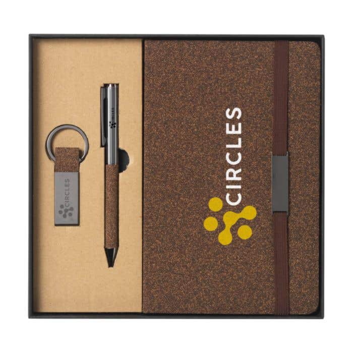 Geschenkset Signature CoffeeGround | Notitieboek, balpen en sleutelhanger | FSC® papier | In giftbox
