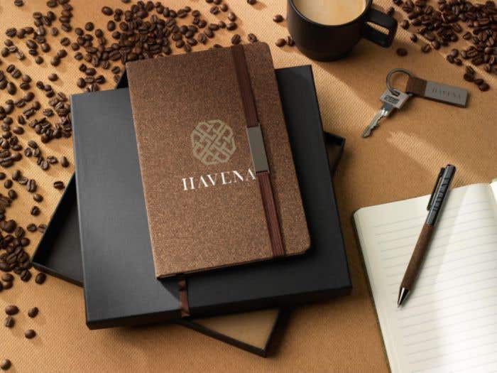 Geschenkset Signature CoffeeGround | Notitieboek, balpen en sleutelhanger | FSC® papier | In giftbox