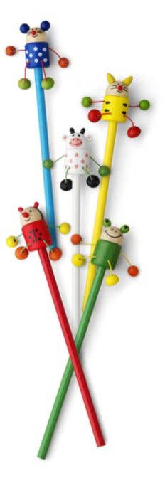 Potlood Beezie | Hout | Met dierenfiguurtje