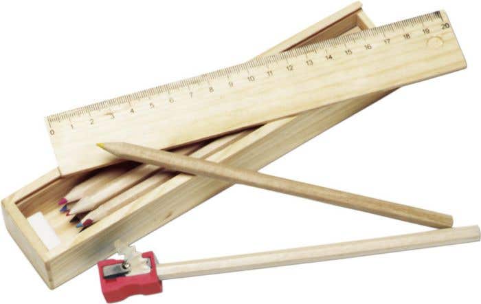 Kleurpotlodenset Carmelita | Hout | 15-delig | In houten doosje met liniaal