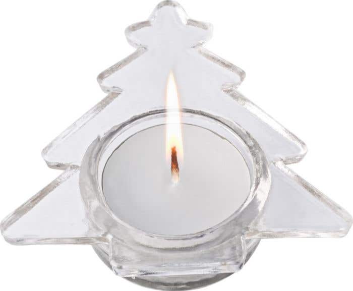 Theelichthouder Kerstboom | Glas | Met waxinelichtje | In geschenkverpakking