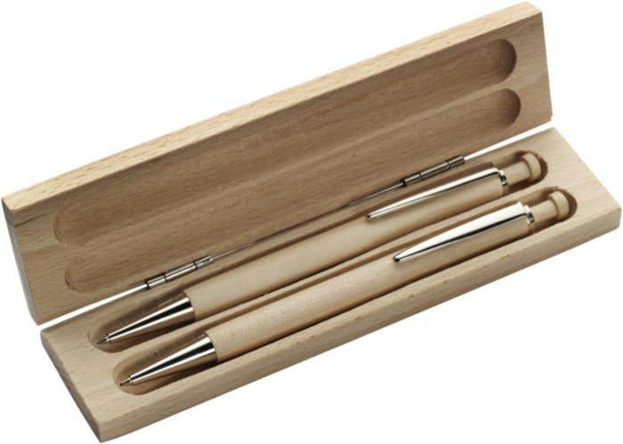 Schrijfset Forest | Balpen en vulpotlood | Houten doosje