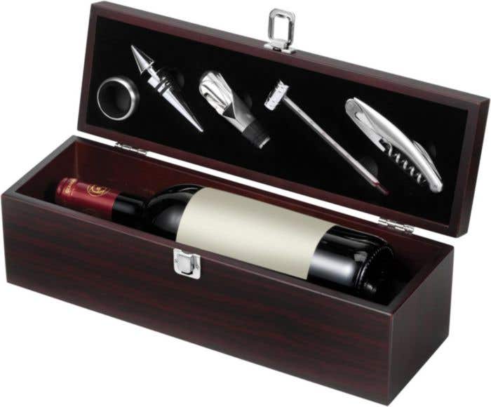 Wijnset Bordeaux | 5-delig | In houten geschenkkist