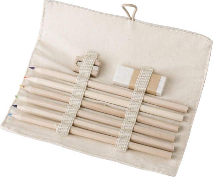 Kleurpotloden in eco pouch [6 kleuren]