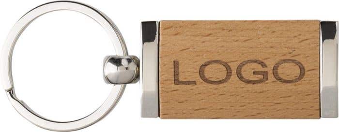 Metalen Sleutelhanger Hout