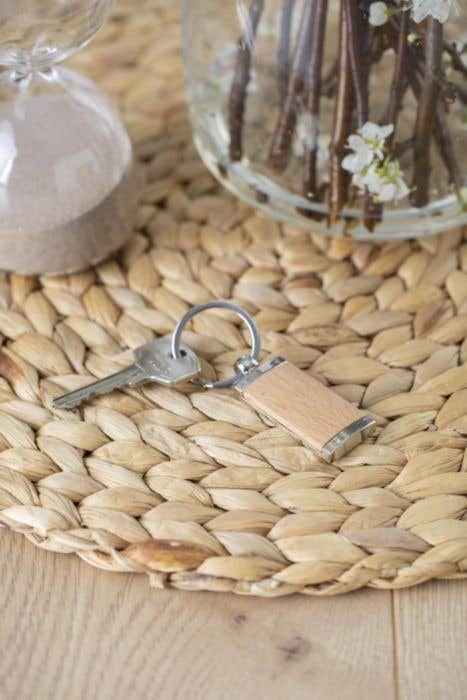 Metalen Sleutelhanger Hout