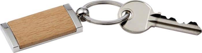 Metalen Sleutelhanger Hout