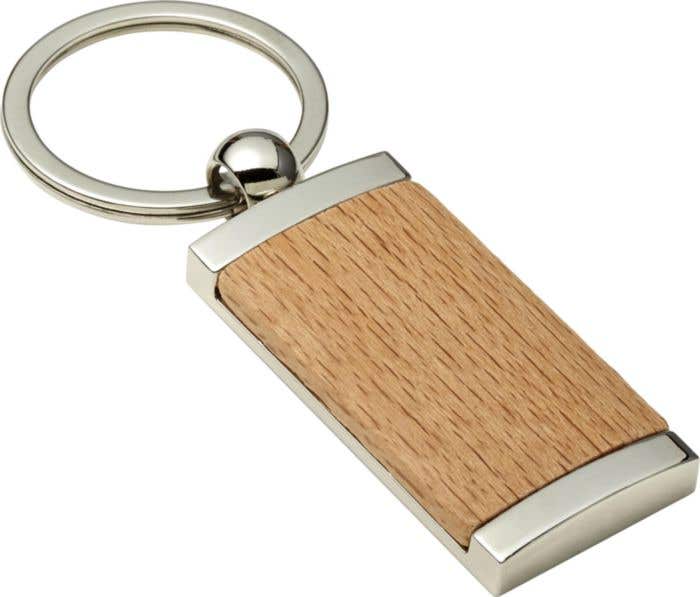 Metalen Sleutelhanger Hout