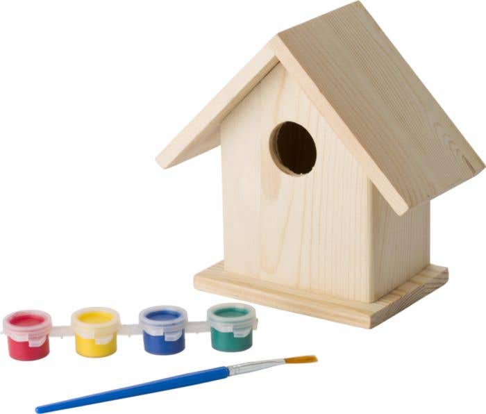 Vogelhuisje Wesley | Hout | 4 kleuren verf | Met kwast