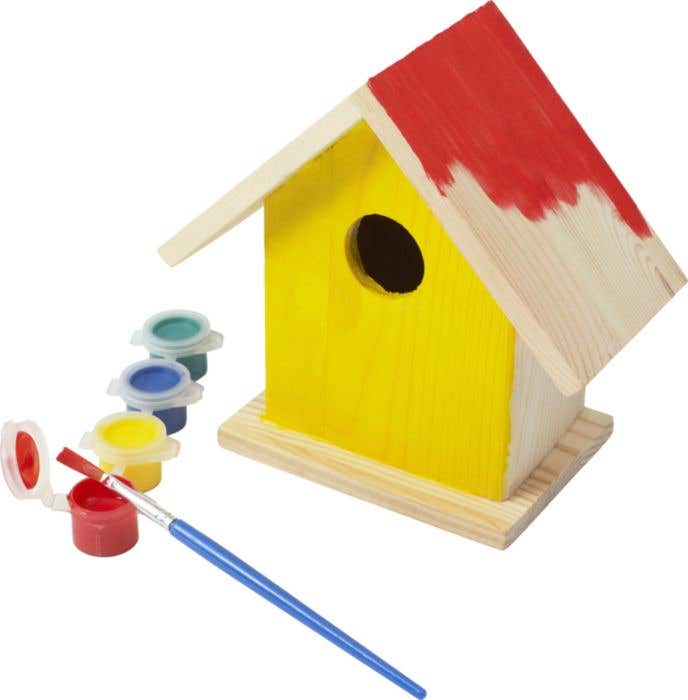 Vogelhuisje Wesley | Hout | 4 kleuren verf | Met kwast