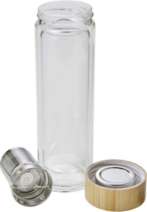 Drinkfles Vicente | 420 ml | Glas | Dubbelwandig | Met theezeef