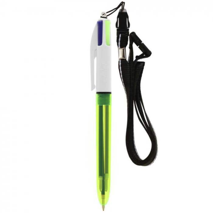 BIC® balpen 4 Colours Fluo met lanyard