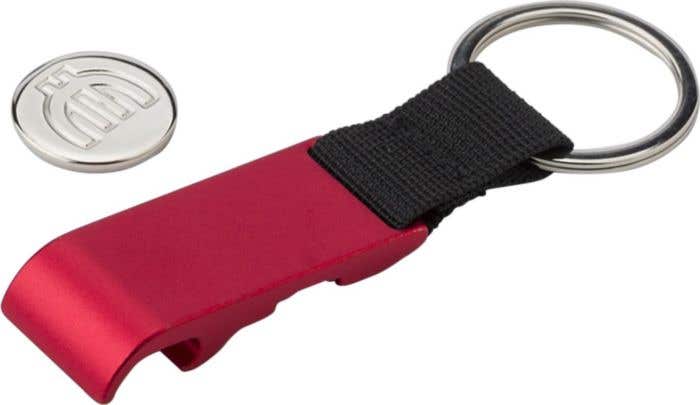 Sleutelhanger met flesopener en winkelwagenmunt