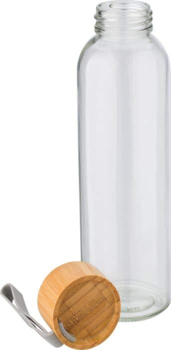 Glazen drinkfles met bamboe dop [500 ml]