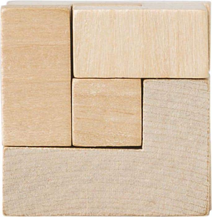 Houten puzzel Lock | Kubusvorm | In katoenen zakje