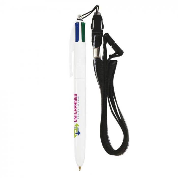 BIC® balpen 4 Colours met lanyard